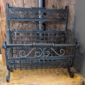 Wrought Iron Magazine Rack or Toilet Paper Roll Holder